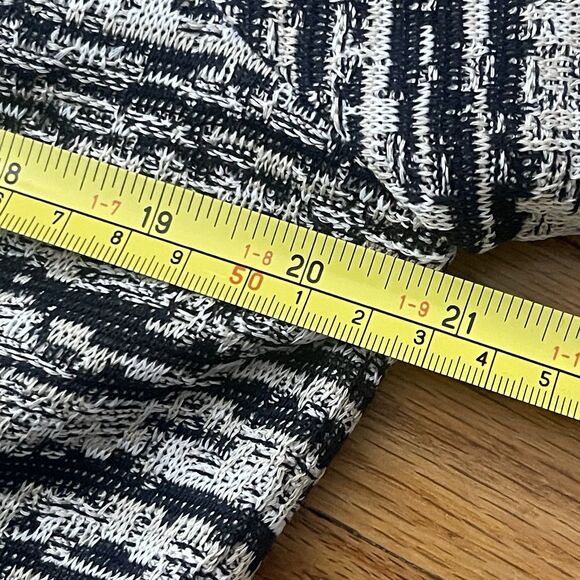 MING WANG Jacket Cardigan Size Large Navy Blue Cream Knit Clasp Closure Work - Picture 6 of 7